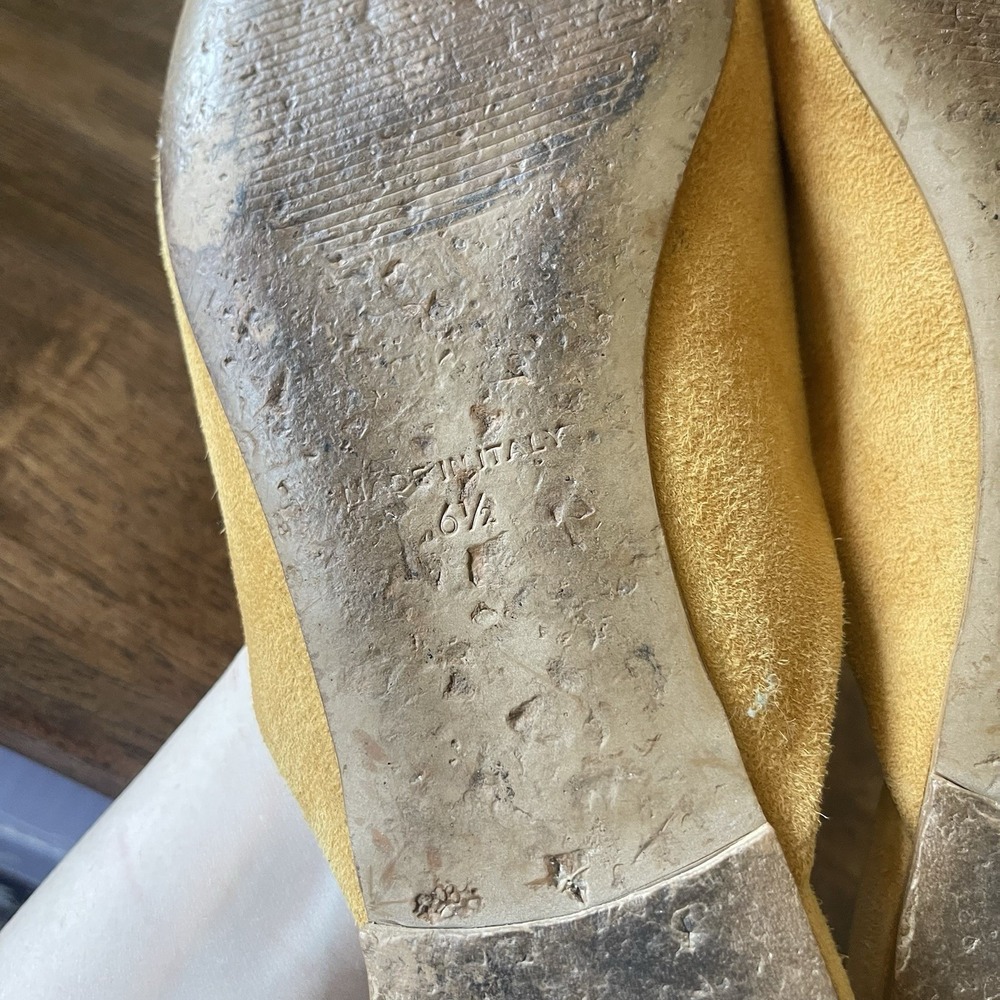 Everlane Pointed Slide Yellow Slip On Flats V Mules Sandals Sz 6.5 Minimalist - Picture 5 of 6
